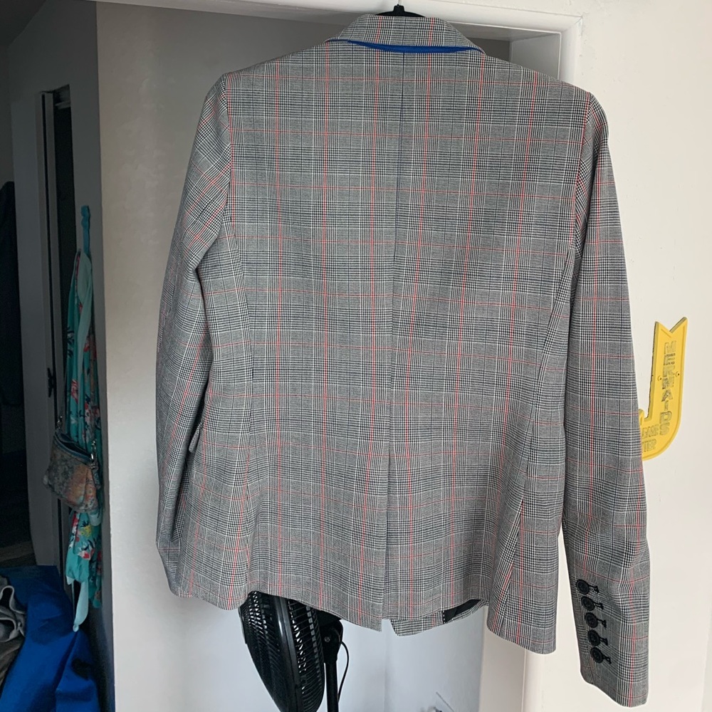 Double breasted plaid blazer